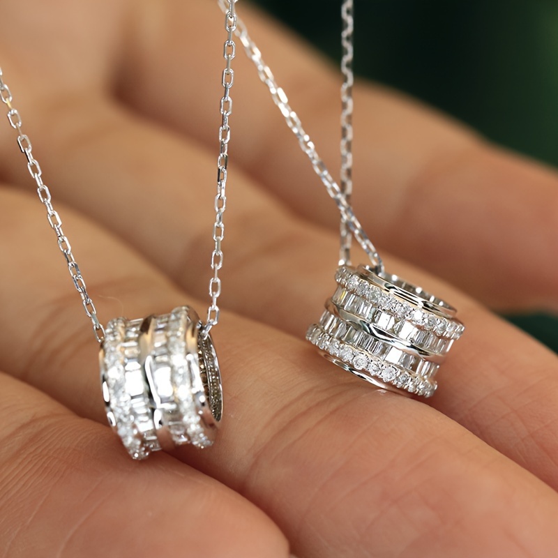 Geometric Circle Pendant Necklace with Sparkling Zirconia